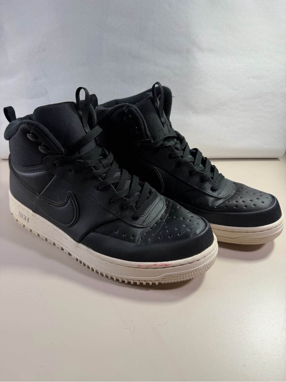 Nike Court Vision Men’s Black High-Top Sneakers with Off-White Sole